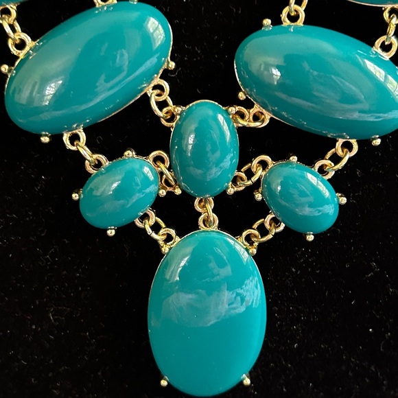 Elegant Turquoise bib Statement Necklace y2k - Picture 2 of 5